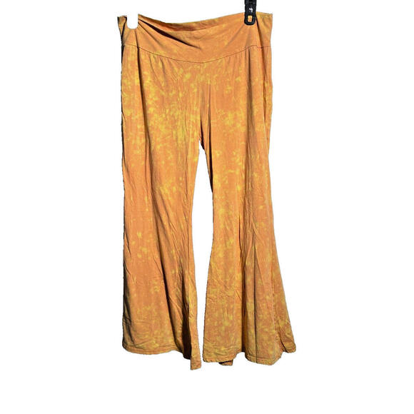 Jayli Made In Nepal Orange Yellow Tie Dye Flare Flow Pants Hippie Boho Cotton XL - Picture 1 of 5